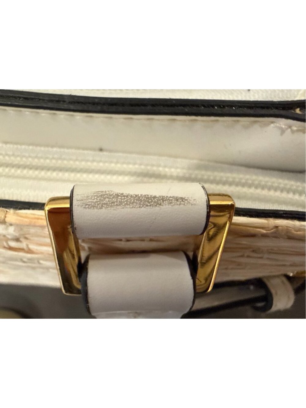 Etienne Aigner Woven Straw Shoulder Bag White Tan Gold Paisley 3690 - Picture 16 of 16